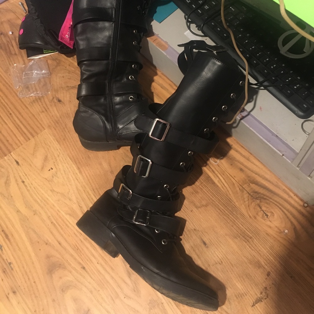 Black thigh high boots